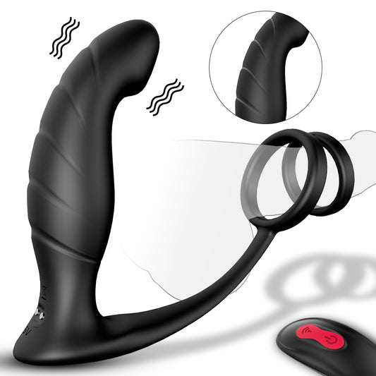 S233-2 Factory direct Double Cock ring Vibration prostata vibrator massager male butt sex toys anal plug