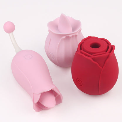 D3802 Masturbator tongue licking sucking vibrator clit sucker clitoral stimulator pink red vibrating rose sex toy rose vibrator