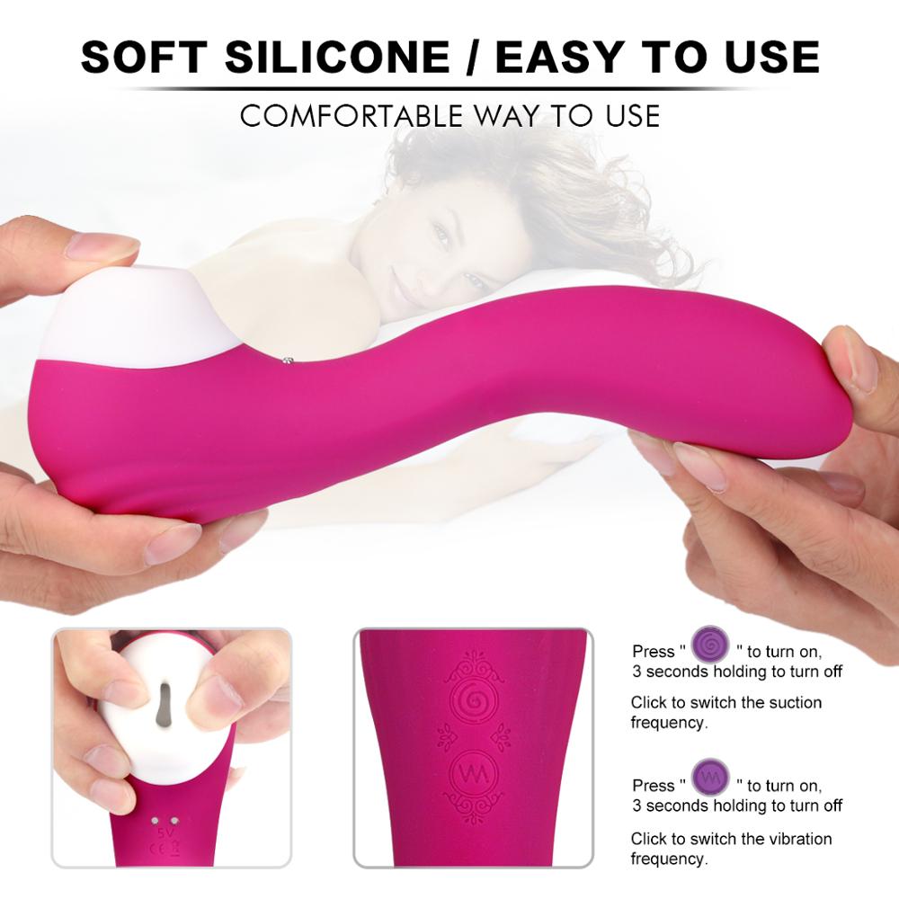 S098 9*9 Vibration Silicone Vaginal Massage G Spot Clitoris Pussy Nipple Sucker Sucking Vibrator For Women Flirt