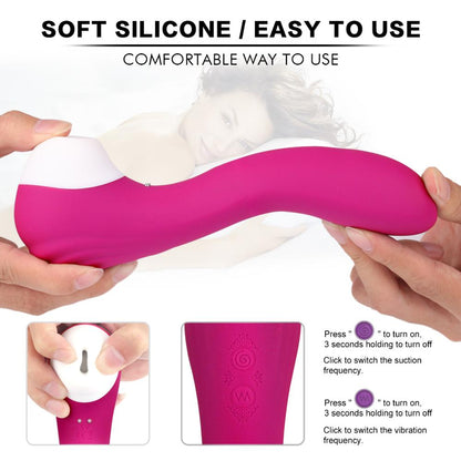 S098 9*9 Vibration Silicone Vaginal Massage G Spot Clitoris Pussy Nipple Sucker Sucking Vibrator For Women Flirt