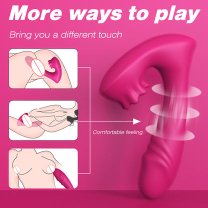 S371-2  G spot dildo vibrator for women clitoris tongue licking stimulation sex toy with remote underwear for female