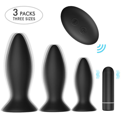 S104-2   3 pcs Remote Control Butt Plug Sex Toys Chastity Anal Plug Vibrator For Man Women