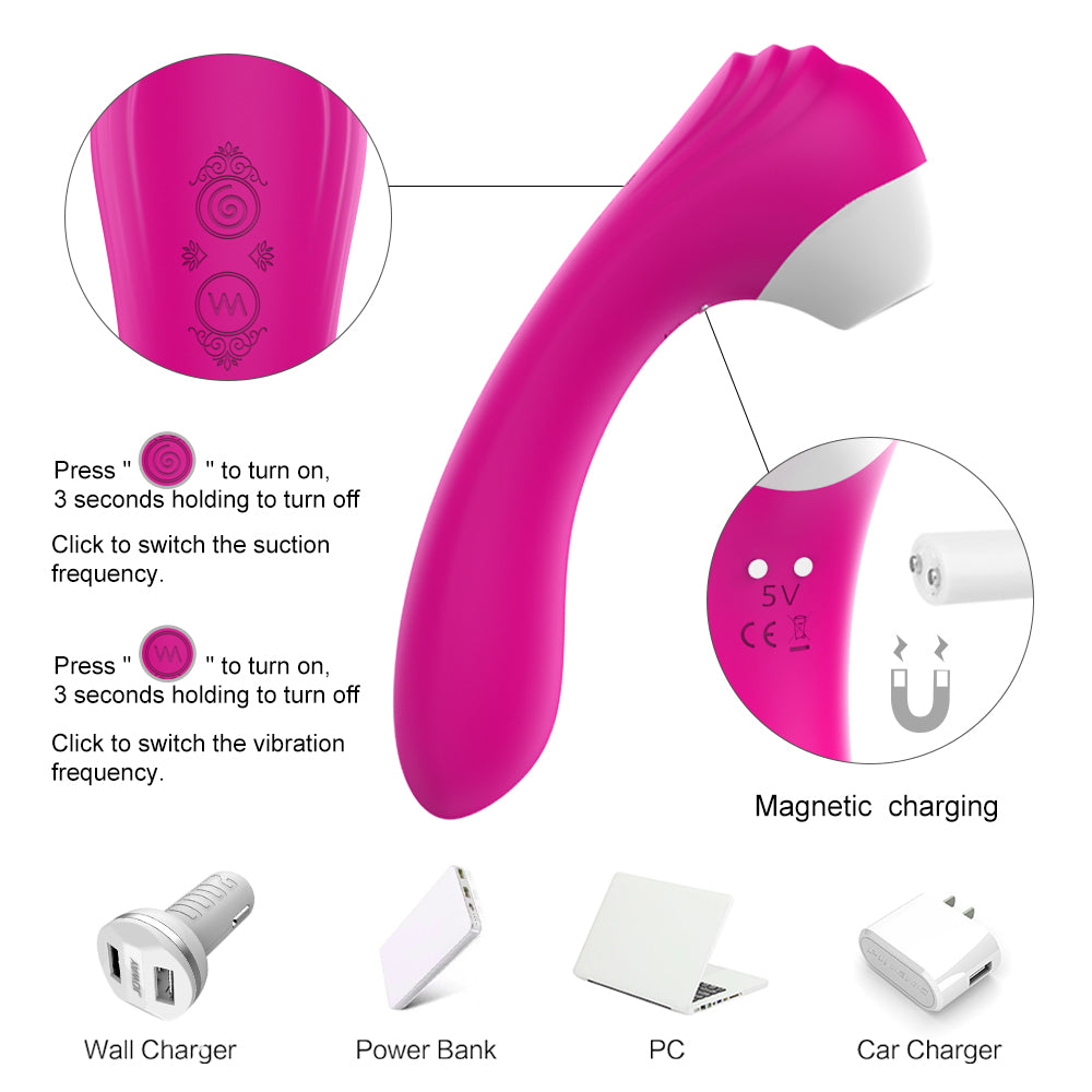 S098 9*9 Vibration Silicone Vaginal Massage G Spot Clitoris Pussy Nipple Sucker Sucking Vibrator For Women Flirt