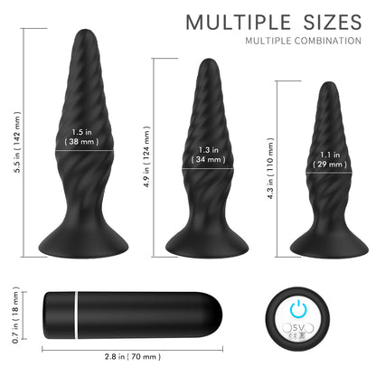 S169-2  3 Pcs/set Silicone electric shock Vibrating Sex Toys Anal Butt Plug Underwear For Male Couple Anal sexual