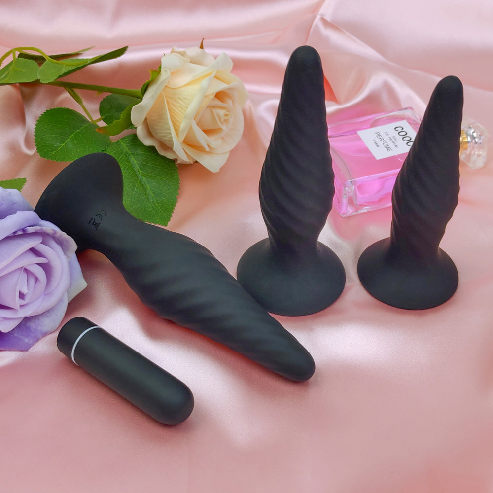 S169-2  3 Pcs/set Silicone electric shock Vibrating Sex Toys Anal Butt Plug Underwear For Male Couple Anal sexual