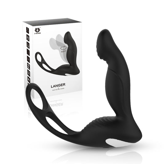 S070 Male Prostate Massager with Penis Ring Vibrating Anal Toys 9 Powerful Vibration Patterns Wireless for Hands Free Fun