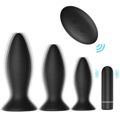 S104-2   3 pcs Remote Control Butt Plug Sex Toys Chastity Anal Plug Vibrator For Man Women