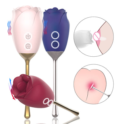 S389 drop shipping silicone rose vibrator tongue clitoris stimulate sexy toys for women adult sex rose vibrator