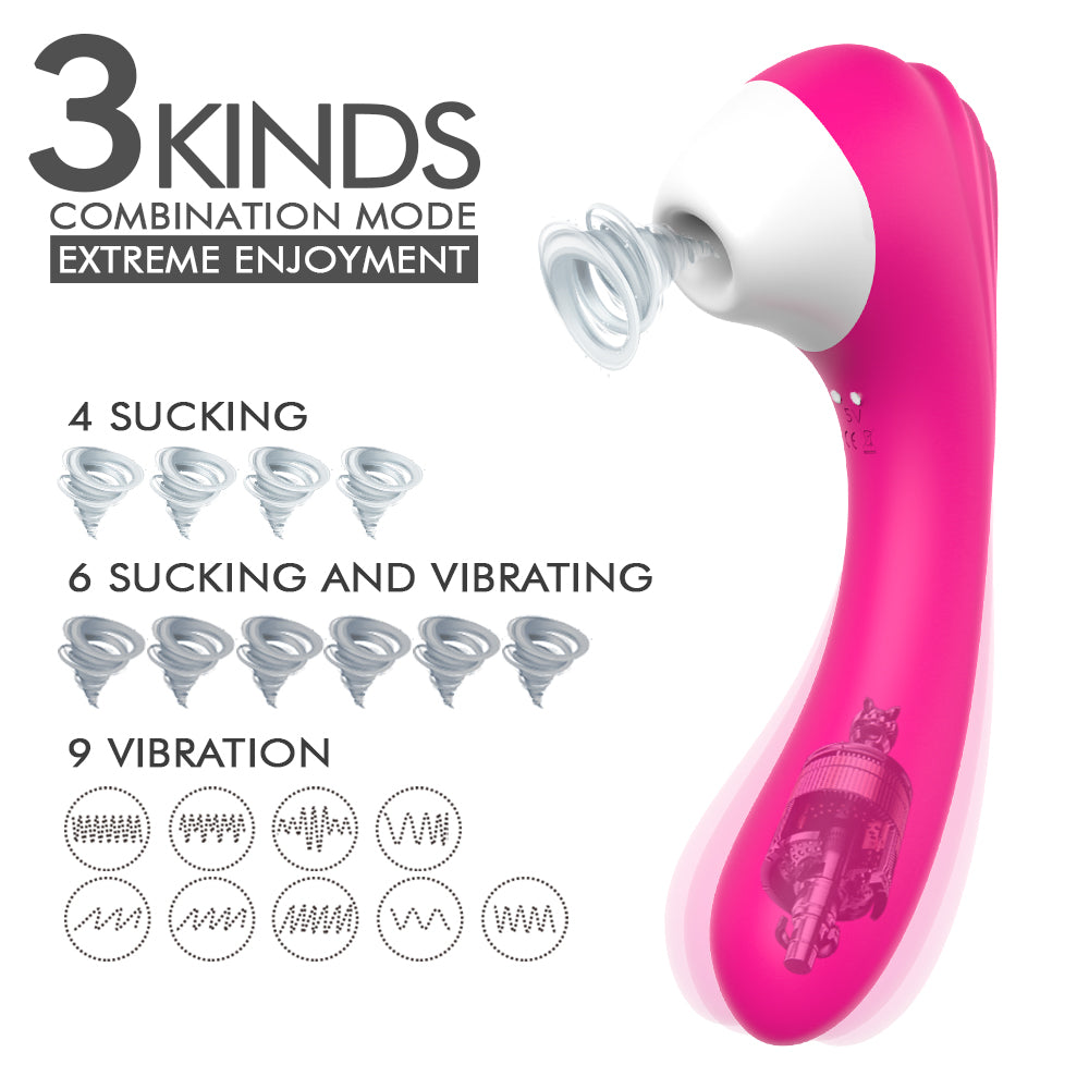 S098 9*9 Vibration Silicone Vaginal Massage G Spot Clitoris Pussy Nipple Sucker Sucking Vibrator For Women Flirt