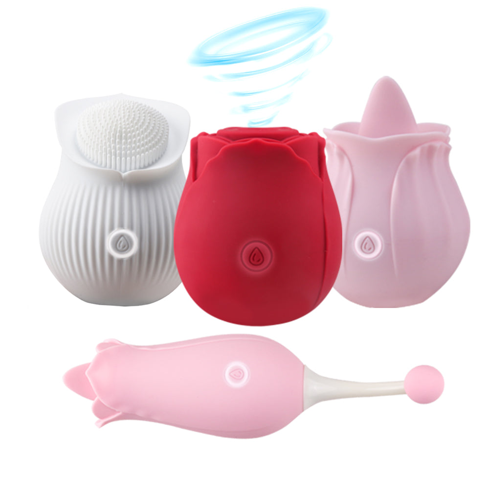 D3802 Masturbator tongue licking sucking vibrator clit sucker clitoral stimulator pink red vibrating rose sex toy rose vibrator