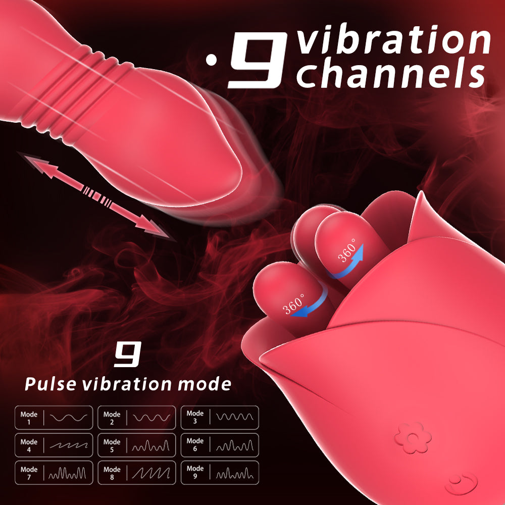 S475-7 drop shipping nipple massager pulsing rose vibrator 2 in 1 sex toys for women vagina vibrator