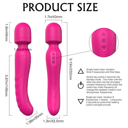 S197  erotic rechargeable japanese waterproof av sex wand heated g spot clitoris stimulation wand massager vibrator for women