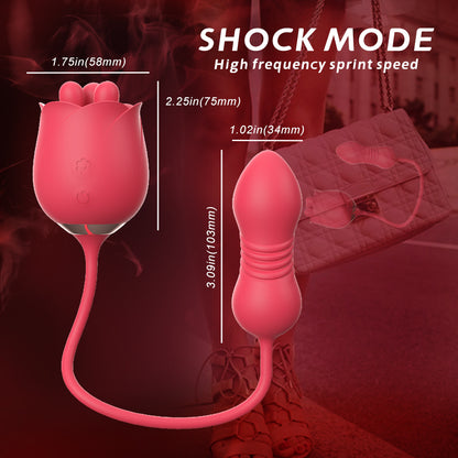 S475-7 drop shipping nipple massager pulsing rose vibrator 2 in 1 sex toys for women vagina vibrator