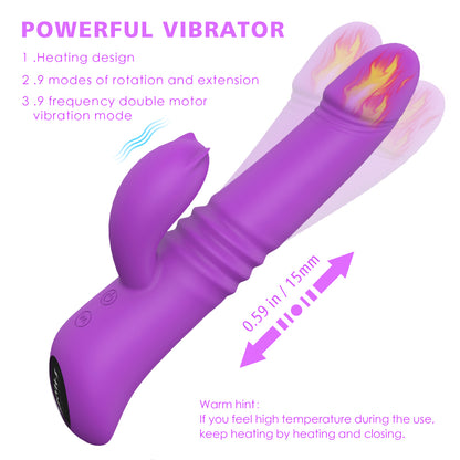 S030  9 frequency scaling modes heating function double motor rabbit vibrator for women masturbation sex toy